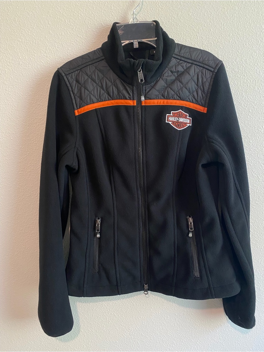 Harley-Davidson Black Fleece Jacket with Orange Piping